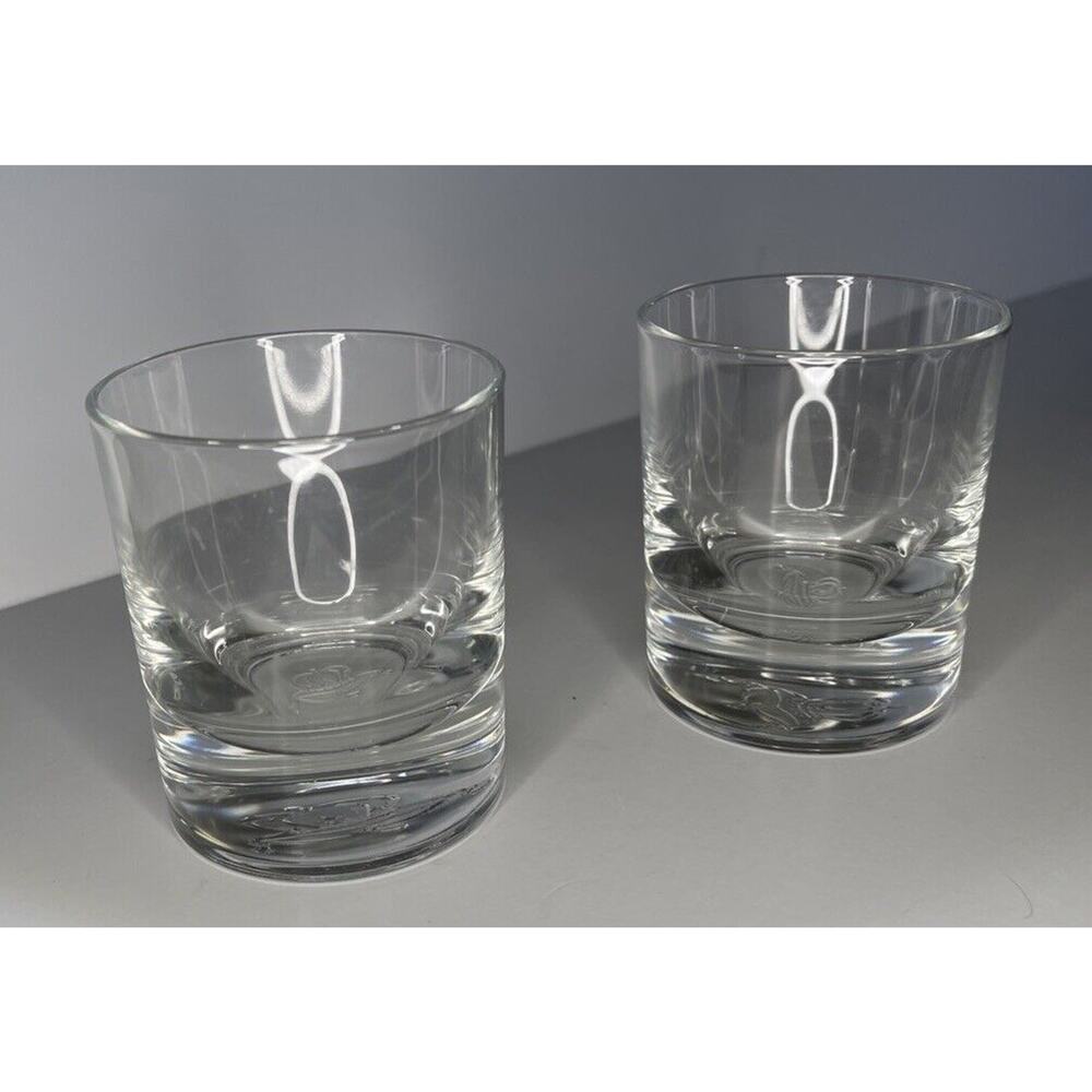 TWO Crown Royal Heavy Bottom Lowball Whiskey Glasses Made In Italy